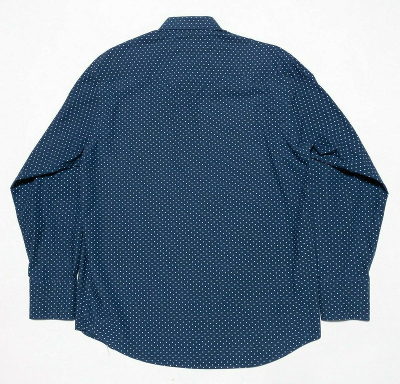 J. Peterman Pearl Snap Shirt Blue Polka Dot Rockabilly Western Men's Medium