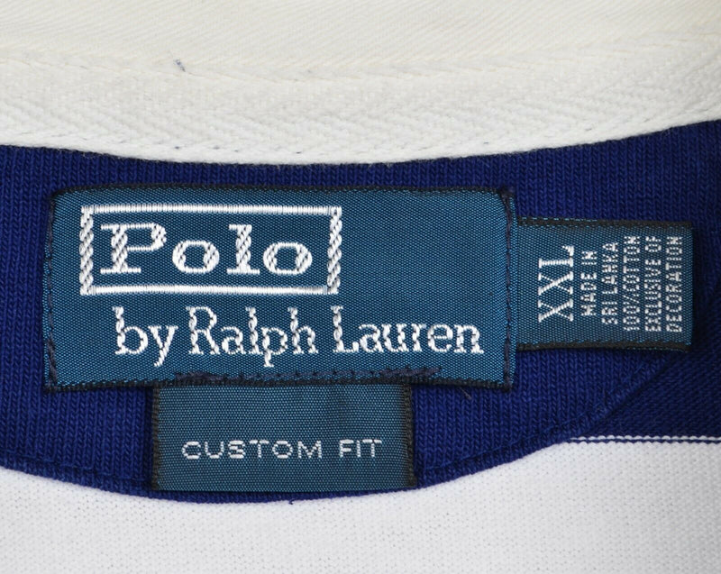 Polo Ralph Lauren Men's 2XL Custom Fit Chunky Stripe Big Pony Navy Rugby Stripe