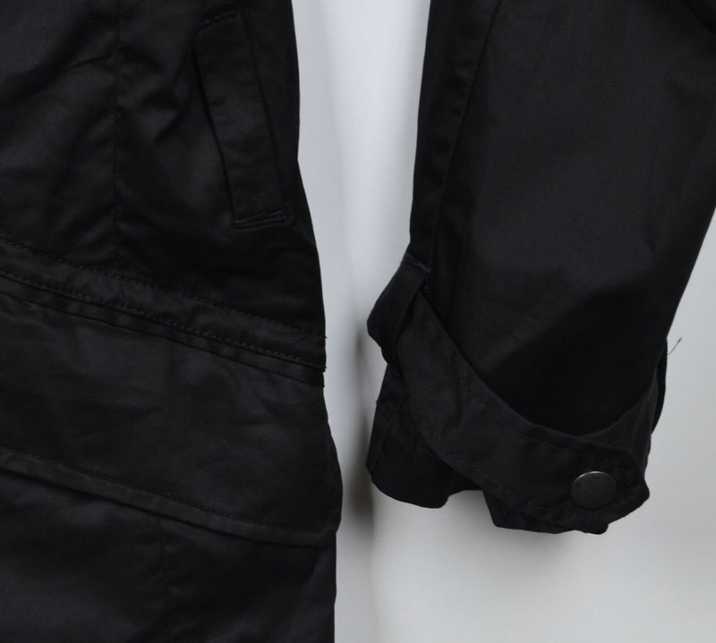 Diesel Men's Large Off-Center Asymmetrical Zipper Solid Black Raincoat Jacket