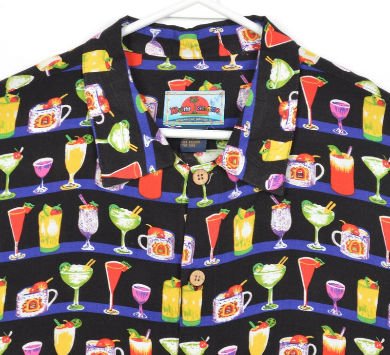 Rum Island Men's XL 100% Rayon Martini Drinks Colorful Hawaiian Aloha Shirt