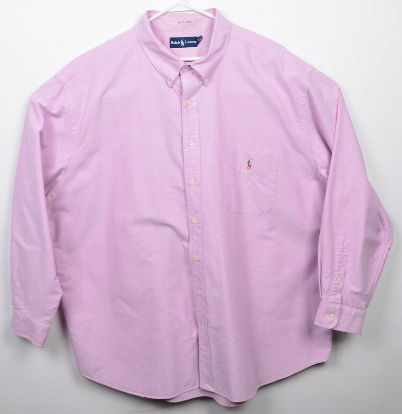 Polo Ralph Lauren Men's 3XB (3XL Big) Solid Pink Pony Oxford Button-Down Shirt