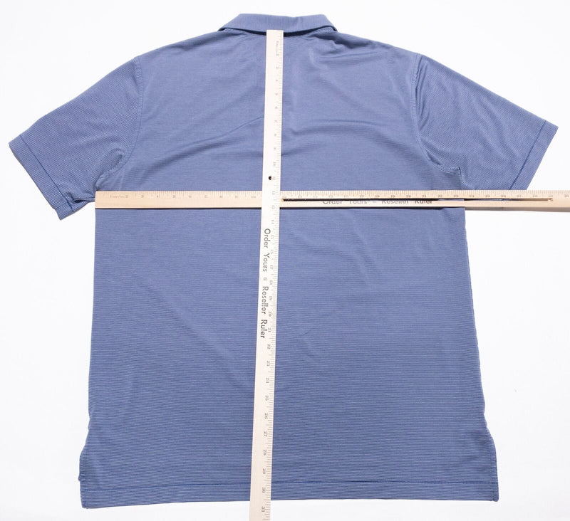 Peter Millar Summer Comfort Polo Large Men's Shirt Blue Gray Stripe Wicking Golf