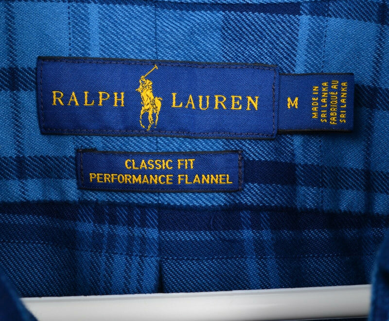 Polo Ralph Lauren Men's Medium Classic Fit Performance Flannel Blue Plaid Shirt