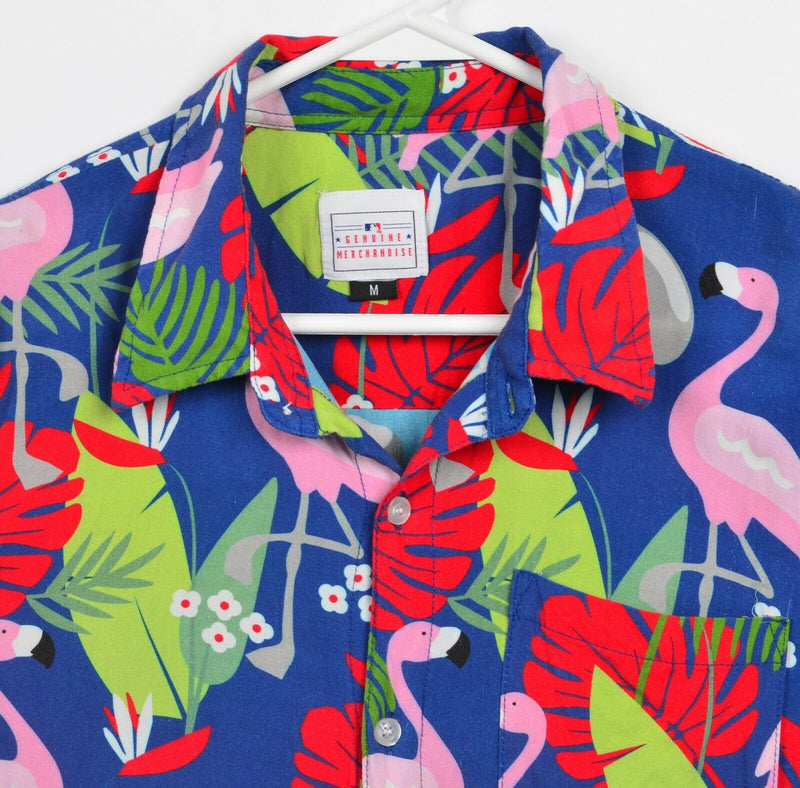 Chicago Cubs Men's Medium Floral Flamingo MLB Short Sleeve Hawaiian Shirt