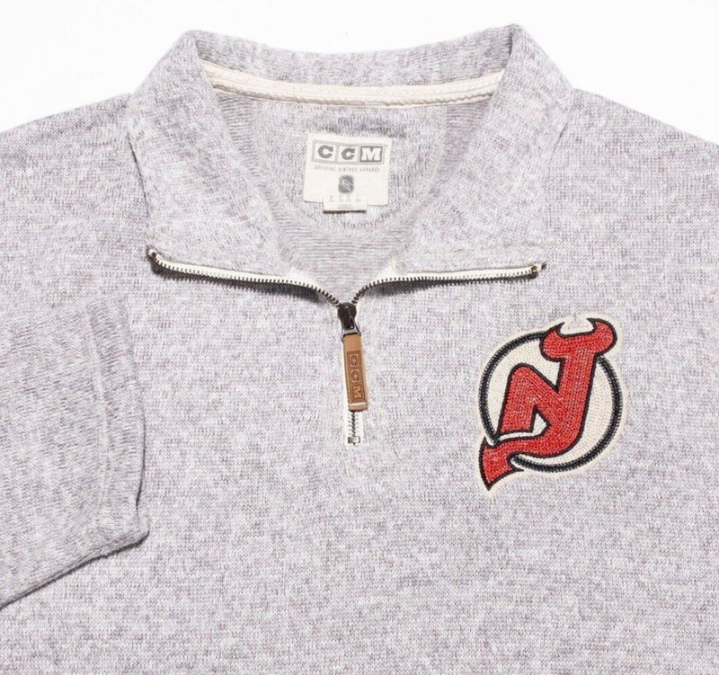 New Jersey Devils Sweatshirt Men's 2XL CCM 1/4 Zip Pullover Gray NHL