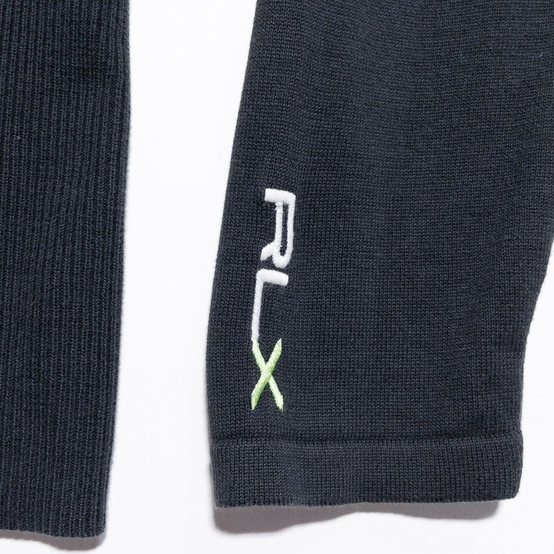 RLX Ralph Lauren Lined Sweater Men's Large Pullover Black Knit Golf 1/4 Zip