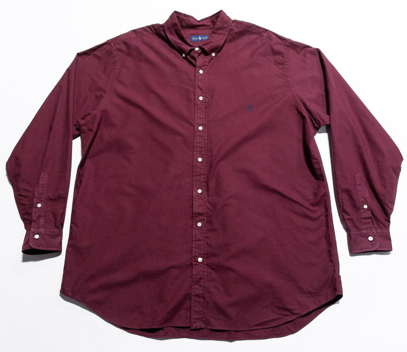 Polo Ralph Lauren 2XLT Men's Shirt Button-Down Burgundy Red Long Sleeve