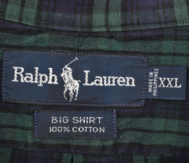 Polo Ralph Lauren Men's 2XL "Big Shirt" Navy Blue Green Button-Down Shirt