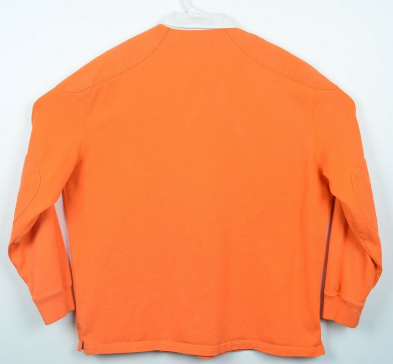 Polo Ralph Lauren Men's Large Solid Orange Padded Long Sleeve Rugby Shirt