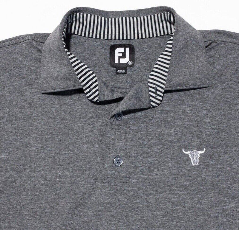 FootJoy Golf Shirt XL Men's Polo Heather Gray Wicking Ox Skull Logo Performance