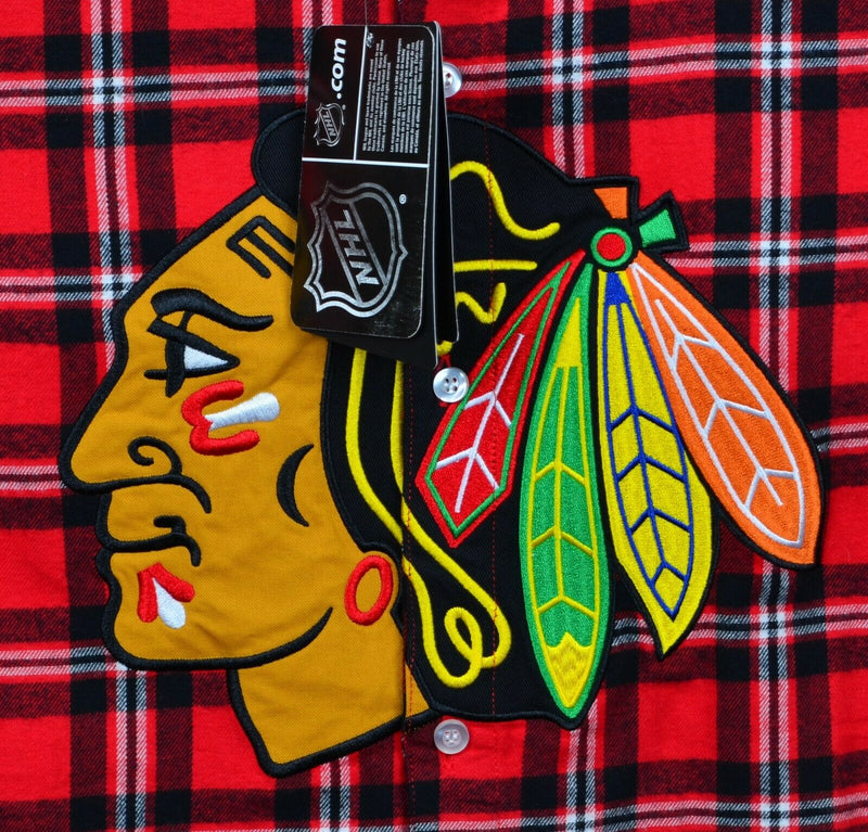 Chicago Blackhawks Men's Sz XL NHL Klew Red Plaid Button-Front Flannel Shirt