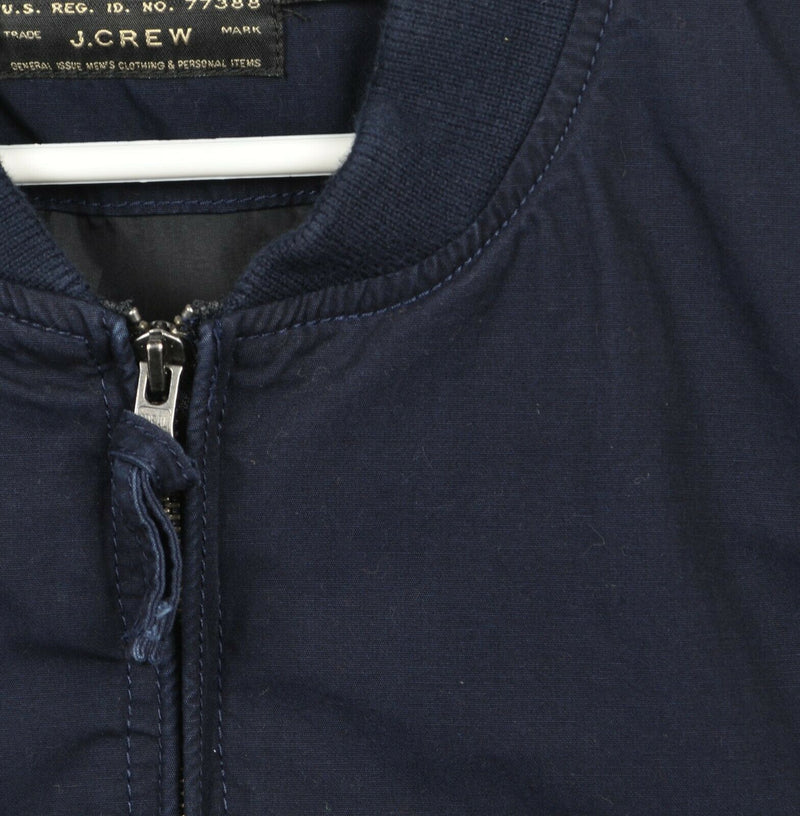 J. Crew Men’s 2XL Solid Navy Blue Full Zip Band Collar Outerwear Bomber Jacket