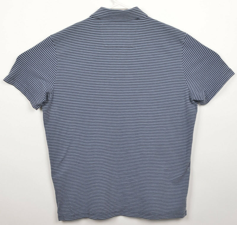 Mack Weldon Men's Large Blue Navy Striped Pima Cotton Poly Lycra Polo Shirt