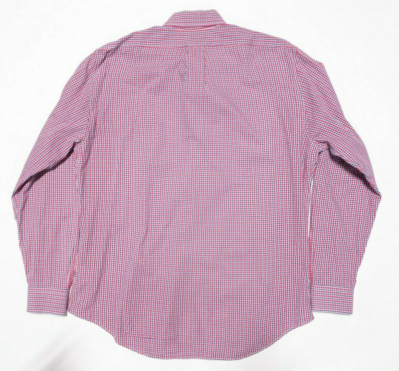 Brooks Brothers Shirt Large Regent Button-Down Red Blue Check Long Sleeve Men's