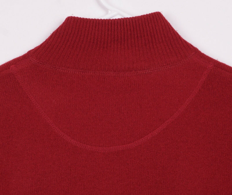 Boden Men's Sz Large 100% Lambswool Solid Red 1/4 Zip Pullover Sweater