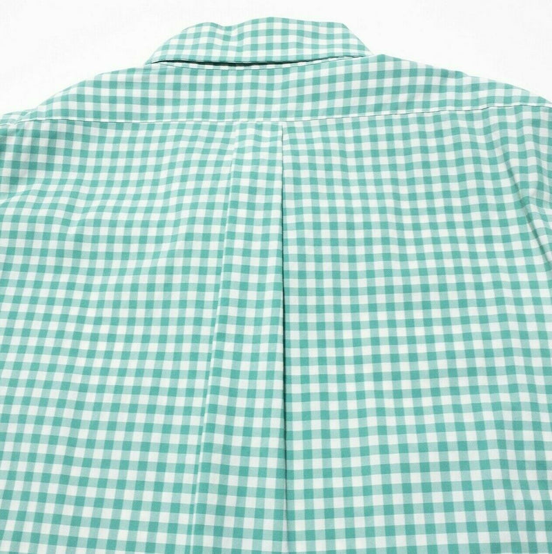 Brooks Brothers Men's 2XL Nylon Blend Wicking Green Gingham Button-Down Shirt