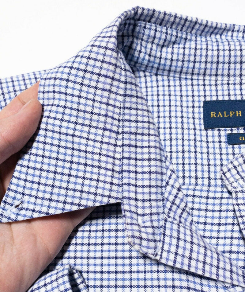 Polo Ralph Lauren Men's 1XB Big Button-Down Shirt White Blue Plaid Oxford