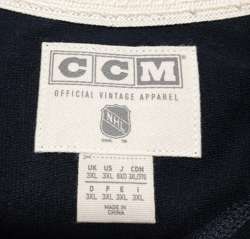 Pittsburgh Penguins Men's 3XL T-Shirt CCM Vintage Henley Black Stripe NHL Retro