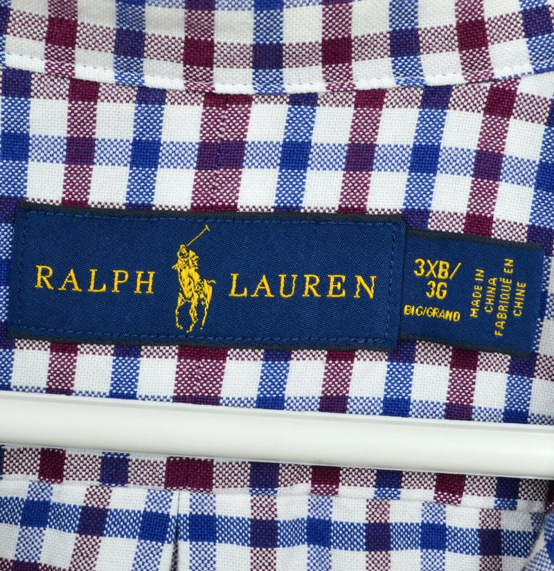 Polo Ralph Lauren Men's 3XB (3XL Big) Blue Maroon Red Check Button-Down Shirt