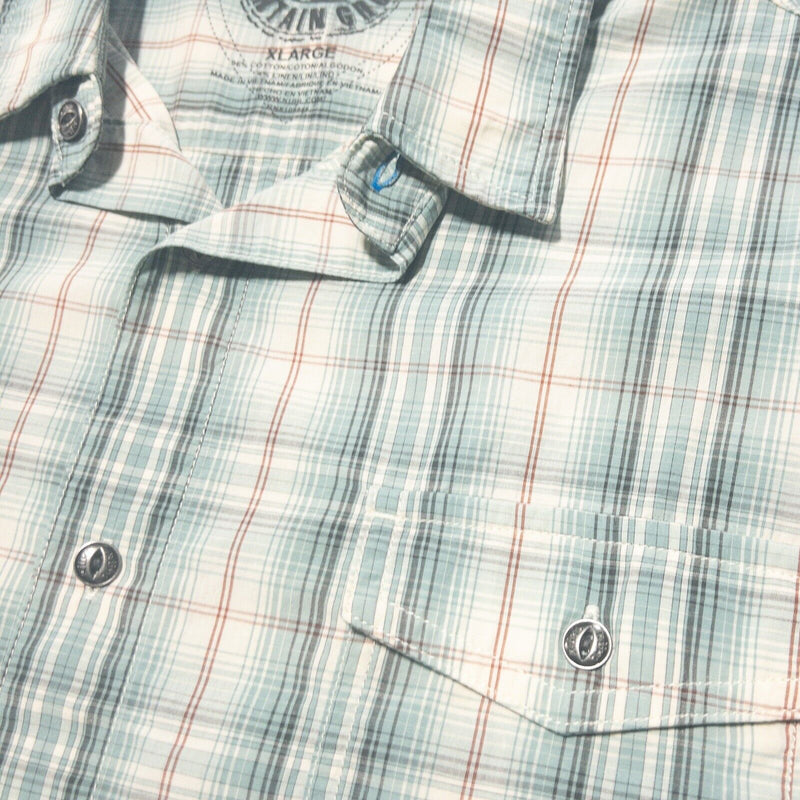 Kuhl Shirt XL Men's Green Plaid Cotton Linen Short Sleeve Button-Front Hiking