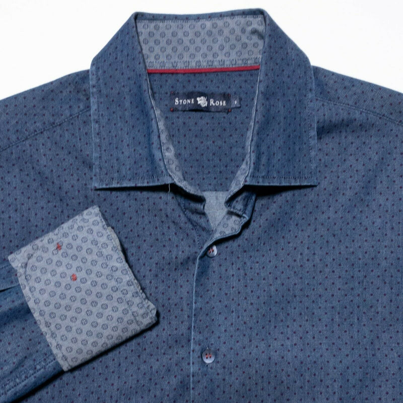 Stone Rose Denim Polka Dot Flip Cuff Button-Front Shirt Men's 3 (Medium)