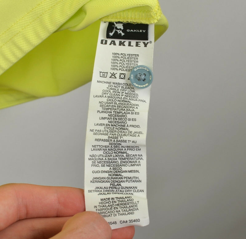 Oakley Hydrolix Men's Sz Large Tailored Fit Neon Yellow Gray Golf Polo Shirt