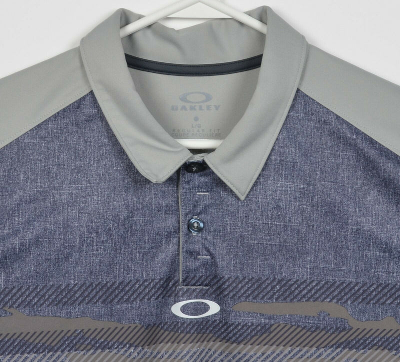 Oakley Hydrolix Men's Large Regular Gray Camo Striped Wicking Golf Polo Shirt