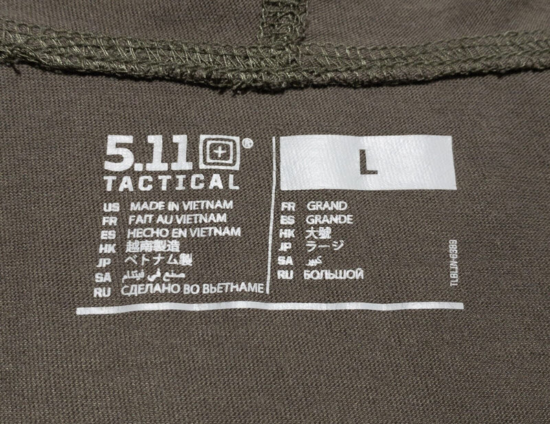 5.11 Tactical Hoodie Men's Large Pullover Lightweight Patch Logo Olive/Brown