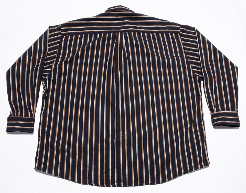 Vintage Burberry London Shirt Men's 3X Black Striped Button-Down USA