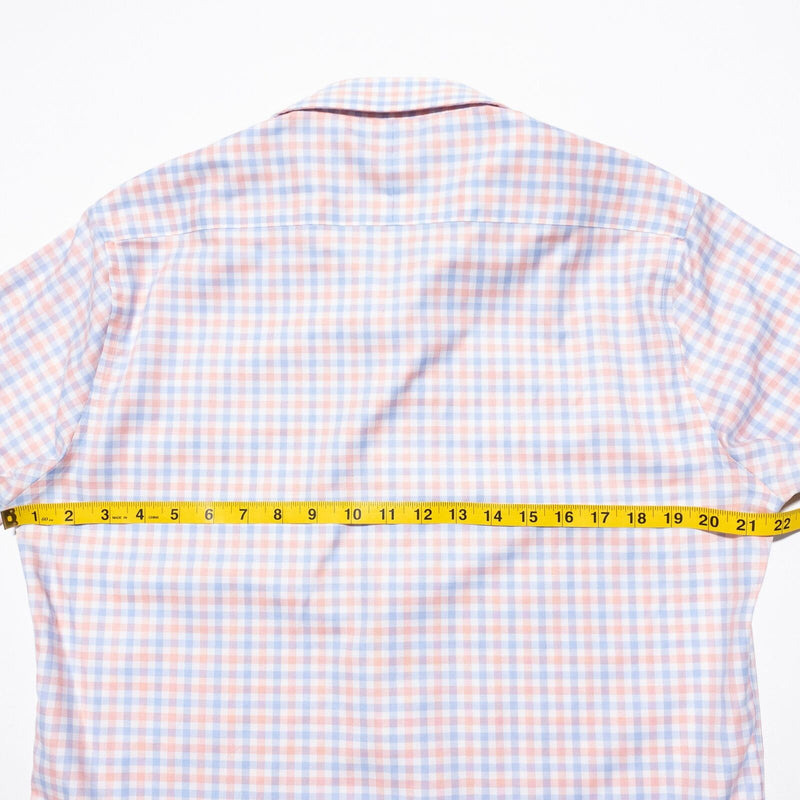 Twillory Dress Shirt Men's 16-32/33 Pink Blue Check Non-Iron Safe Cotton