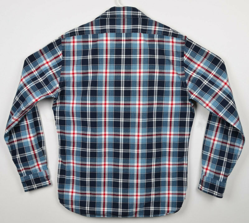 Guideboat Co. Men's Medium Blue Oxford Plaids Plain Weave Loop Collar Shirt