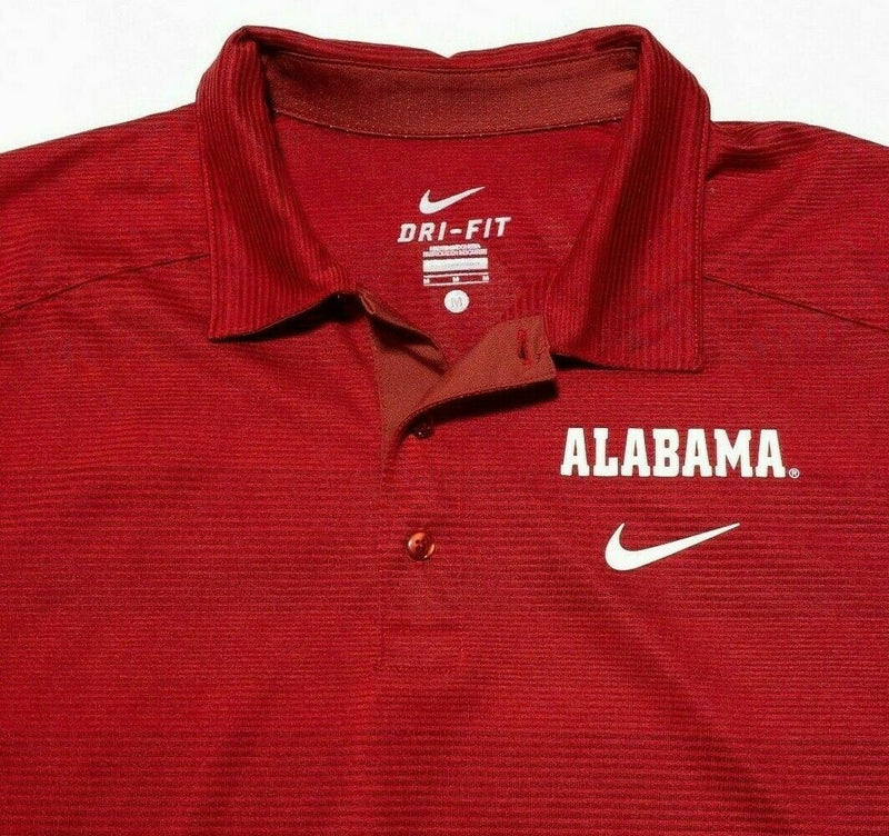 Alabama Nike Polo Medium Men Golf Shirt Wicking Dri-Fit Red Striped Crimson Tide