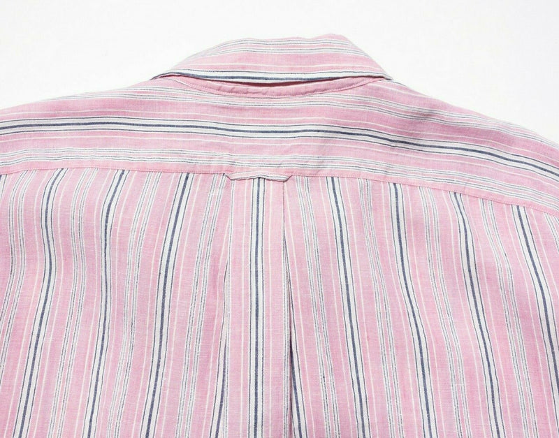 Polo Ralph Lauren Linen Shirt 2XL Men's Pink Striped Caldwell Short Sleeve