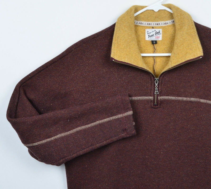True Grit Men's Sz Small Recycled Organic Fleece Sherpa 1/4 Zip Sweater Jacket