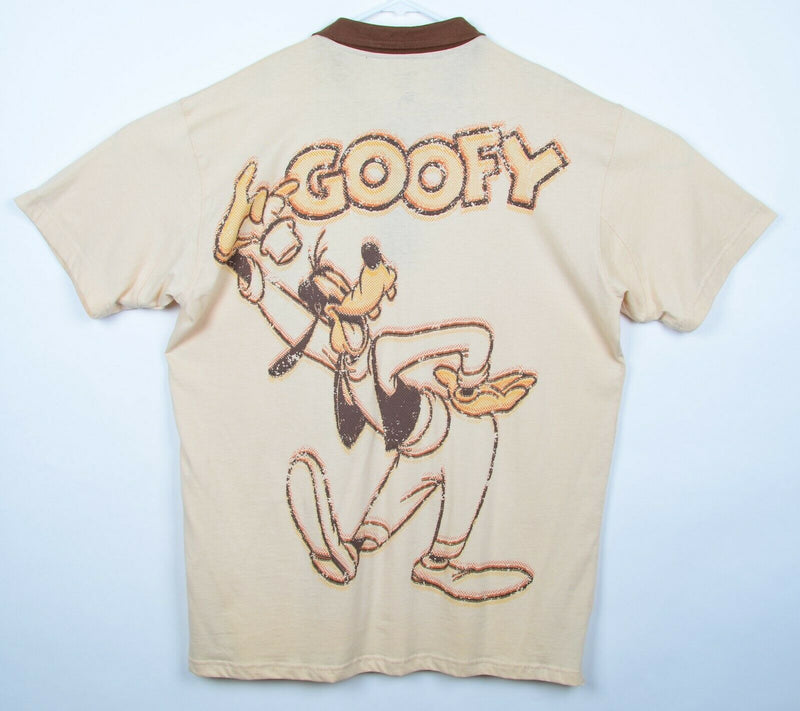 Disney Store Men's Sz XL Goofy Bowling Tan Brown Polo Shirt