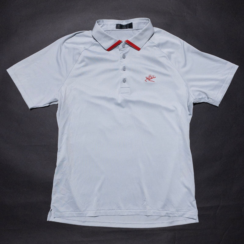 G/Fore Golf Polo Shirt Men's Medium Light Gray Red Accent Wicking Stretch