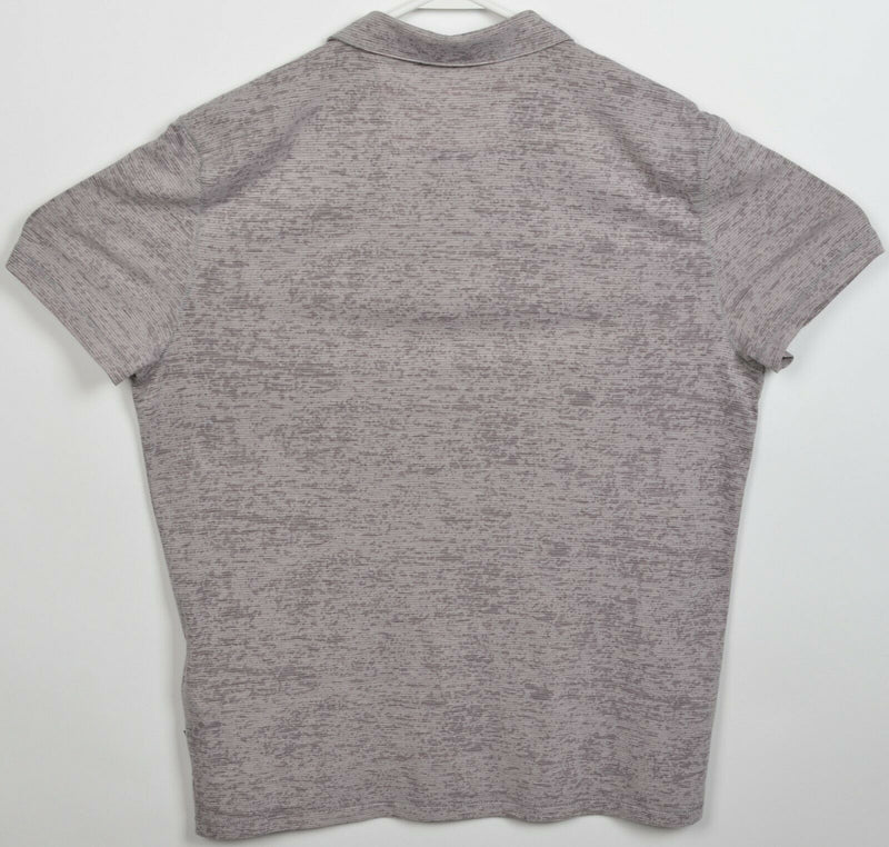 John Varvatos Men's Large Gray Stripe Polyester Cotton Blend Designer Polo Shirt