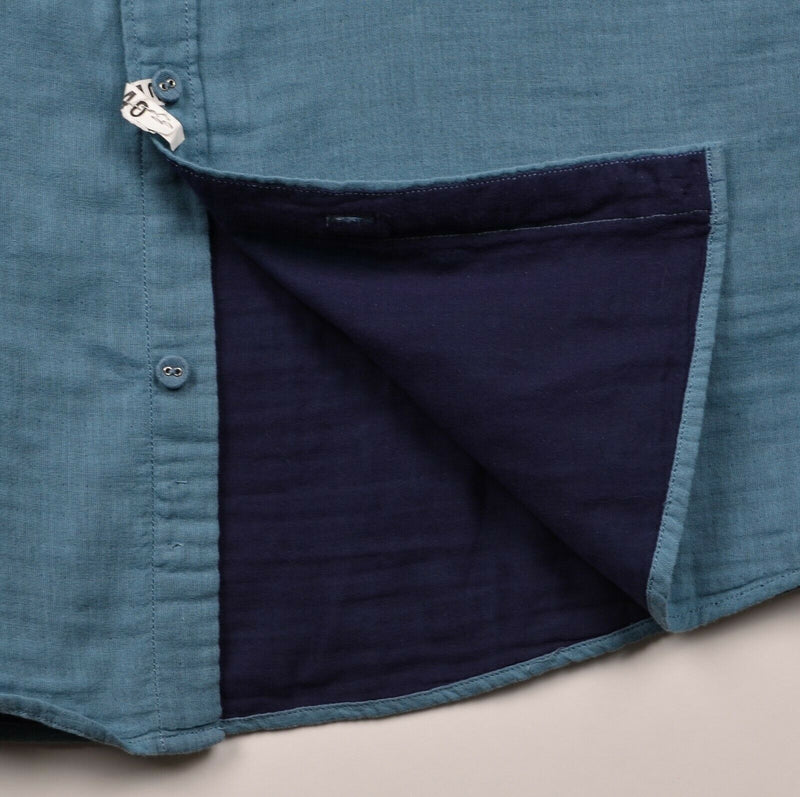 Carbon 2 Cobalt Men's Sz XL Aqua Blue Solid Long Sleeve Flannel Shirt