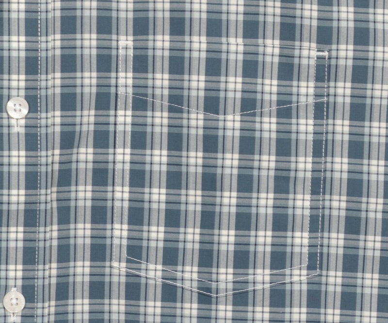 L.L. Bean Men's Large Wrinkle Free Brushed Cotton Blue Plaid Button-Down Shirt