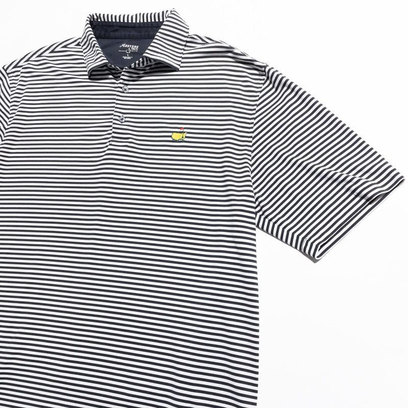 Masters Golf Shirt Men's Large Tech Polo Wicking Stretch Black Striped Augusta