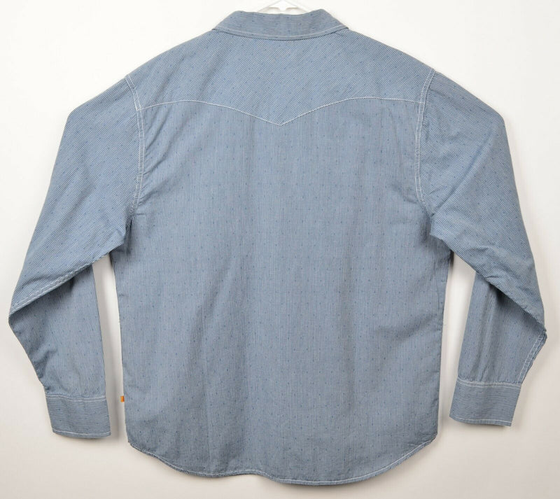 True Grit Men's Sz XL Pearl Snap Blue Striped Western Cowboy Long Sleeve Shirt