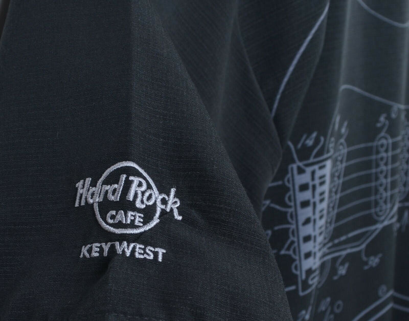 Hard Rock Cafe Men's Sz 2XL Guitar Graphic Polyester Hawaiian Camp Shirt