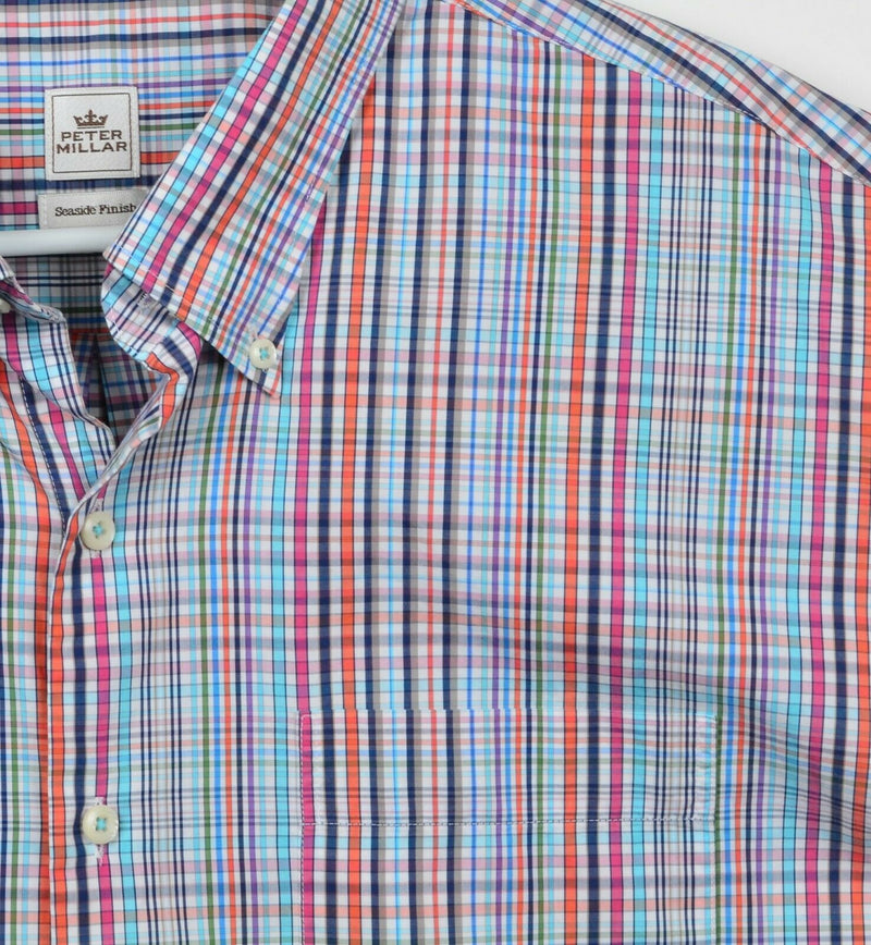 Peter Millar Men's Sz 2XL Seaside Finish Multi-Color Plaid Button-Down Shirt