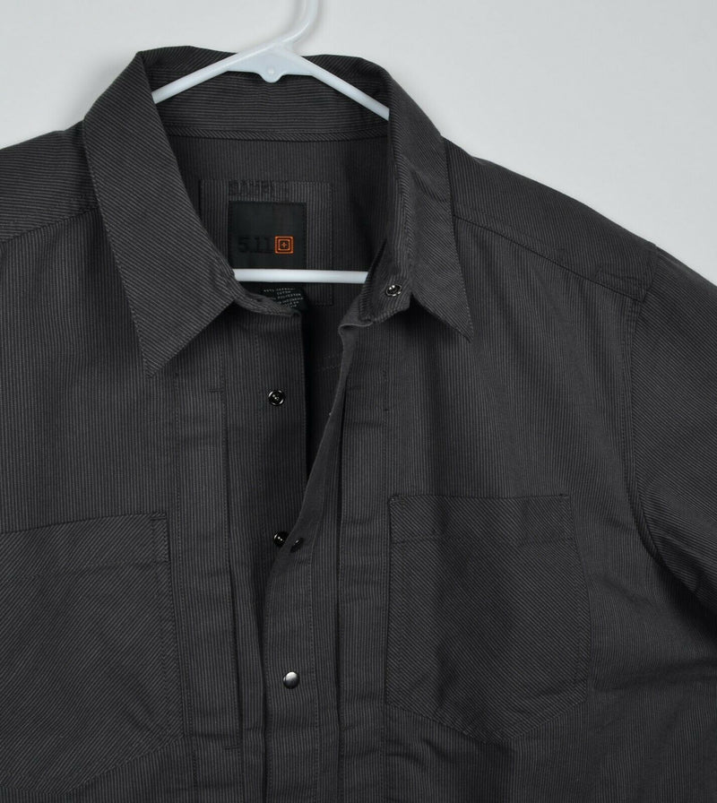 5.11 Tactical Men's Sz Large Snap Conceal Carry Gray Striped Quick Draw Shirt