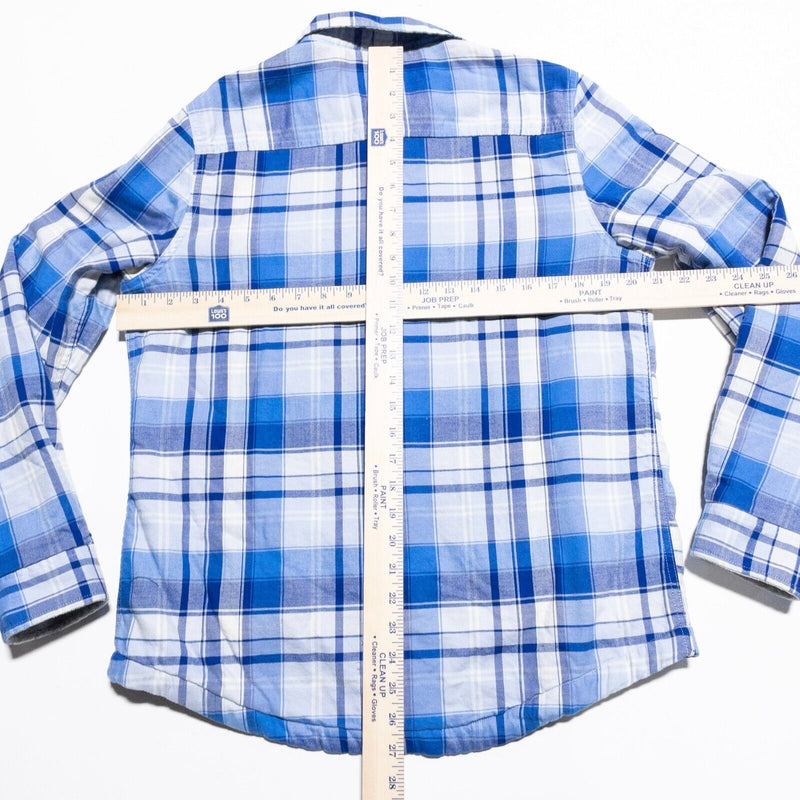 L.L. Bean Fleece Lined Flannel Shirt Women's Small Sherpa Snap Front Blue Plaid