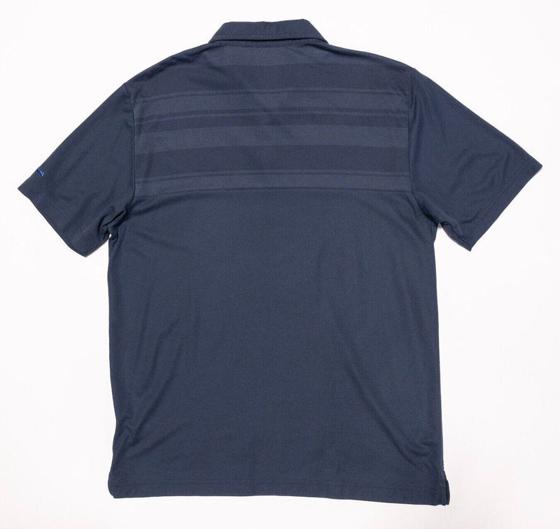 Travis Mathew Golf Polo Large Men's Chest Stripe Navy Blue Logo Wicking Stretch