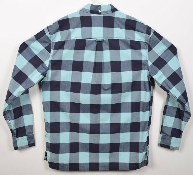 The Nutter Chubbies Men's Medium Blue Green Check Popover Button-Down Shirt