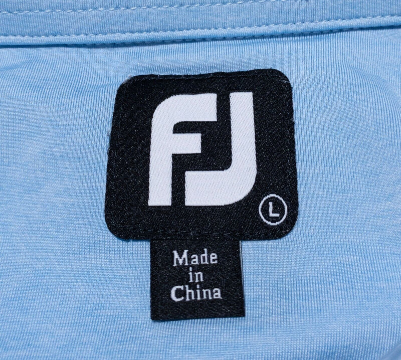 FootJoy Golf Shirt Men's Large White Blue Colorblock Wicking Performance Polo