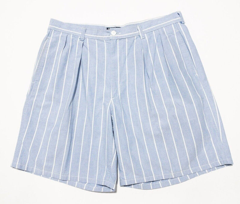 Polo Ralph Lauren Shorts 36 Men's Vintage 80s USA Blue Striped Pleated Preppy