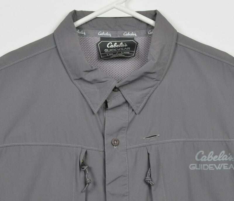 Cabela's Guidewear Men's Large Vented Gray UPF 50 Sun Protection Fishing Shirt